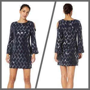 NWT Jessica Howard Cold Shoulder Sheath Navy SZ 10